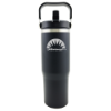 30 Oz. Double Wall Tumbler With Handle And Straw Thermos, Insulated, Stainless Steel, Double Wall, Reusable Straw, Straw, Handle