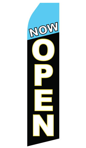 Now Open Econo Stock Flag With Hardware - 16 Ft. econostock, feather, blade, swooper