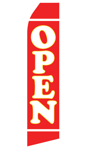 Red Open Econo Stock Flag With Hardware - 16 Ft. econostock, feather, blade, swooper