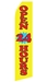 Yellow Open 24 Hours Econo Stock Flag - 16 Ft. - BE-12