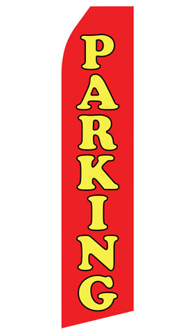 Red Parking Econo Stock Flag With Hardware - 16 Ft. econostock, feather, blade, swooper