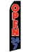Open 24/7 Econo Stock Flag With Hardware - 16 Ft. - BE-24