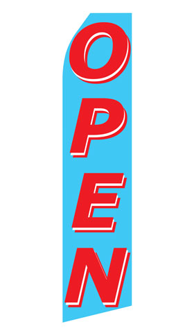 Blue Open Econo Stock Flag With Hardware - 16 Ft. econostock, feather, blade, swooper