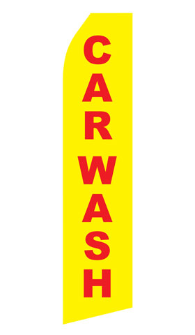 Yellow Car Wash Econo Stock Flag With Hardware - 16 Ft. econostock, feather, blade, swooper